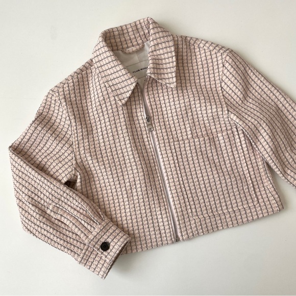 Club Monaco Women's Khaki Geo Print Crop Jacket in Pink Mix / Rose, Size XS - Picture 8 of 13